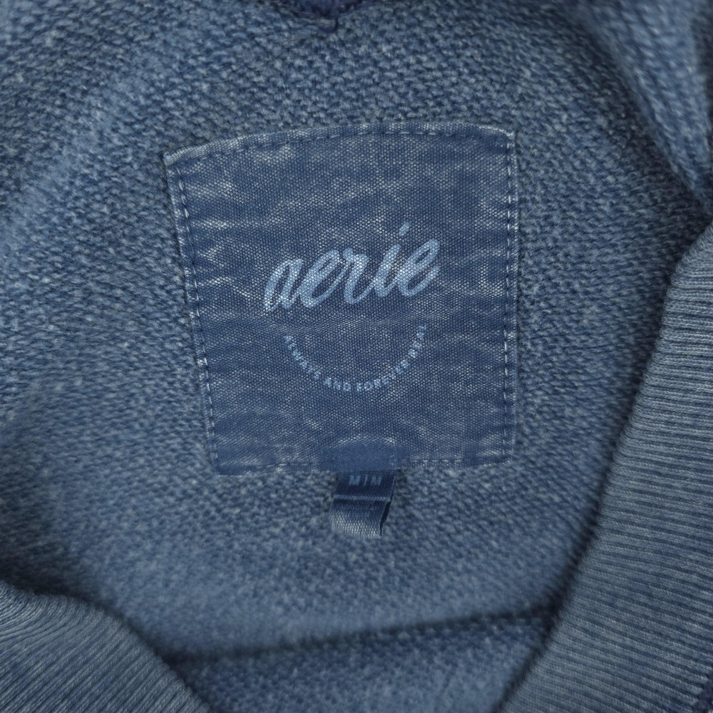 Aerie Pullover Sweatshirt Womens M Blue V Neck Oversized Casual Cozy Lounge Top - Picture 5 of 16